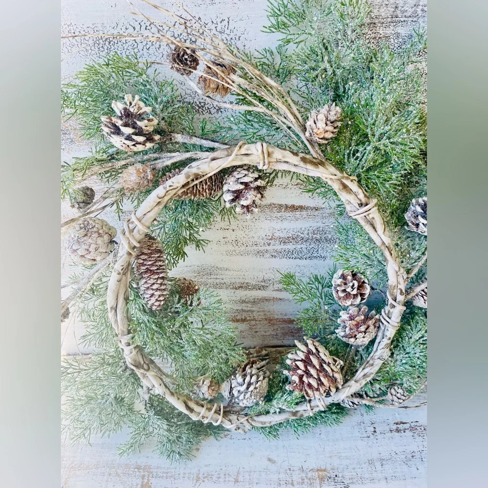 Birch Tipped Cedar Wreath